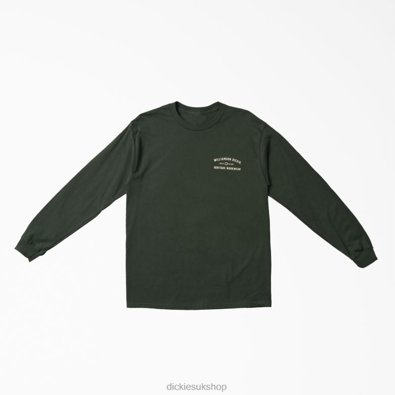 W.D. Heritage Workwear Long Sleeve Graphic T-Shirt Men Dickies Forest Green (FT) 88T84763 Work Apparel
