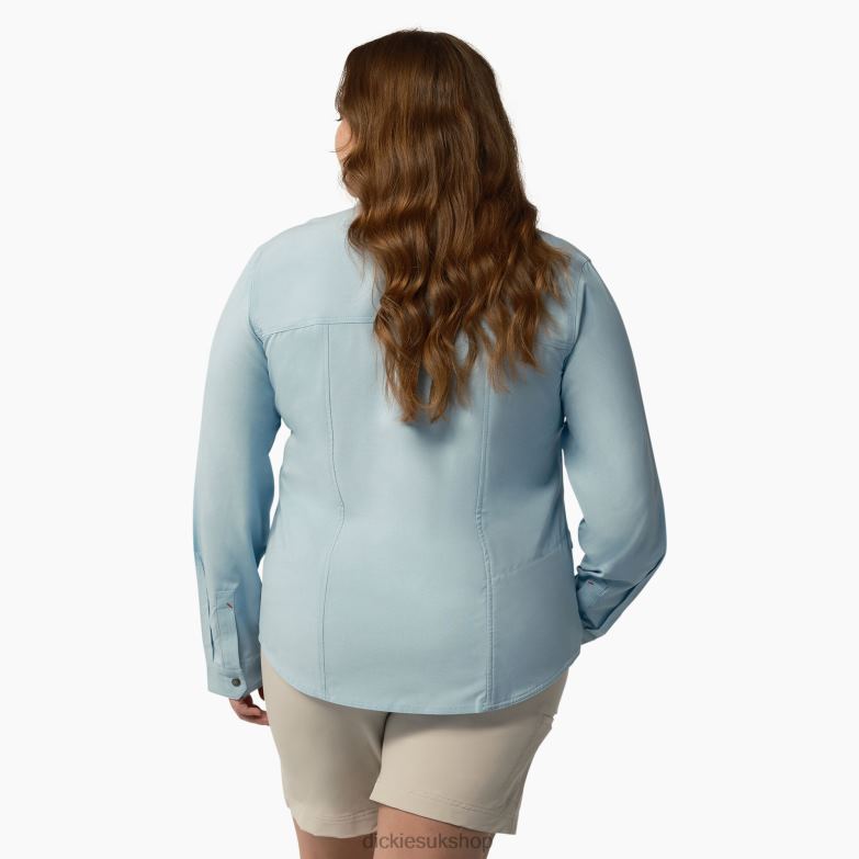 Plus Cooling Roll-Tab Work Shirt Women Dickies Clear Blue (EUD) 88T841684 Work Apparel