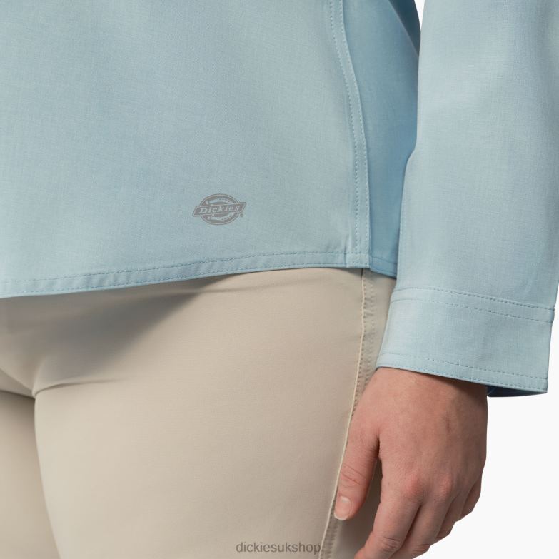 Plus Cooling Roll-Tab Work Shirt Women Dickies Clear Blue (EUD) 88T841684 Work Apparel
