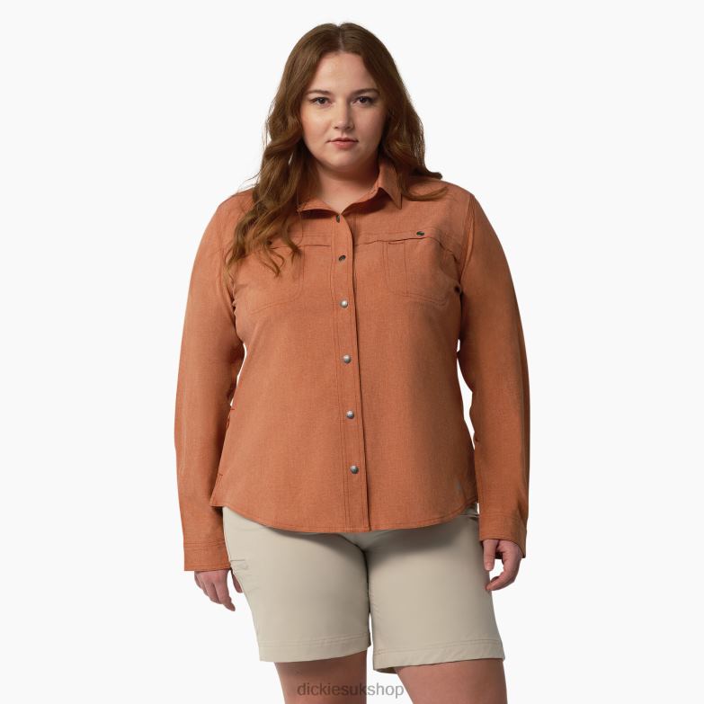 Plus Cooling Roll-Tab Work Shirt Women Dickies Copper Heather (EH2) 88T841683 Work Apparel