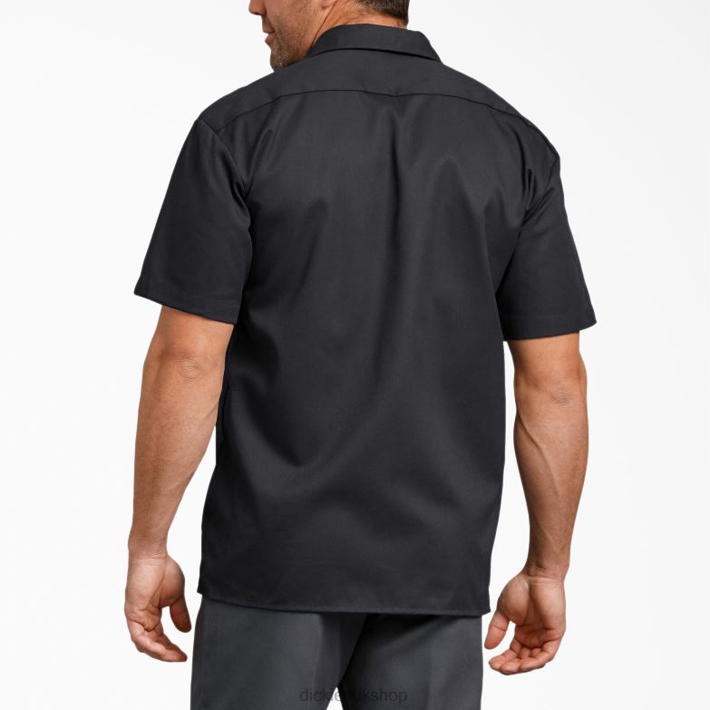 Relaxed Fit Short Sleeve Work Shirt Men Dickies Black (BK) 88T84596 Work Apparel