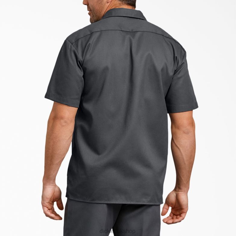 Relaxed Fit Short Sleeve Work Shirt Men Dickies Charcoal Gray (CH) 88T84597 Work Apparel