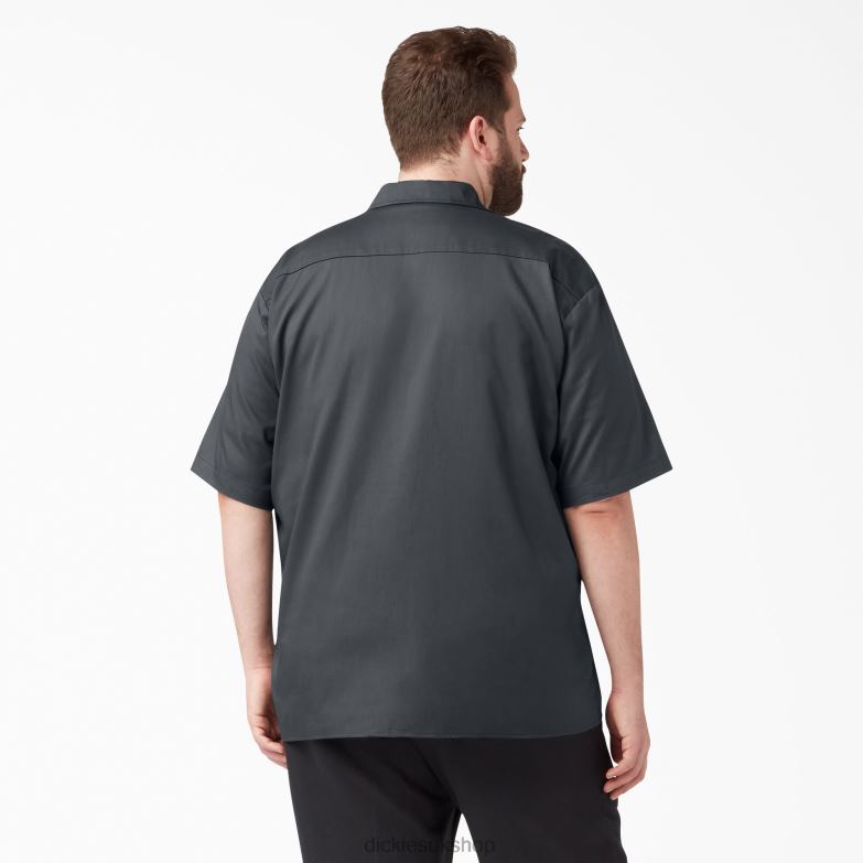 Relaxed Fit Short Sleeve Work Shirt Men Dickies Charcoal Gray (CH) 88T84597 Work Apparel