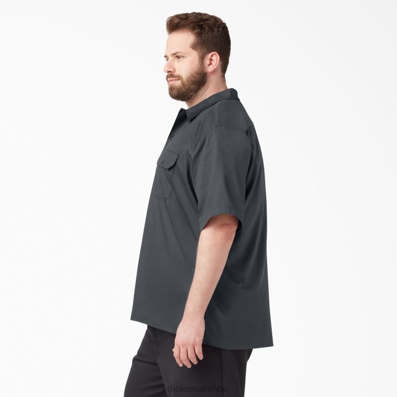 Relaxed Fit Short Sleeve Work Shirt Men Dickies Charcoal Gray (CH) 88T84597 Work Apparel