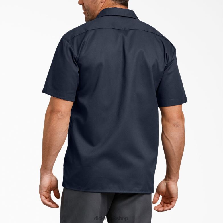 Relaxed Fit Short Sleeve Work Shirt Men Dickies Dark Navy (DN) 88T84598 Work Apparel