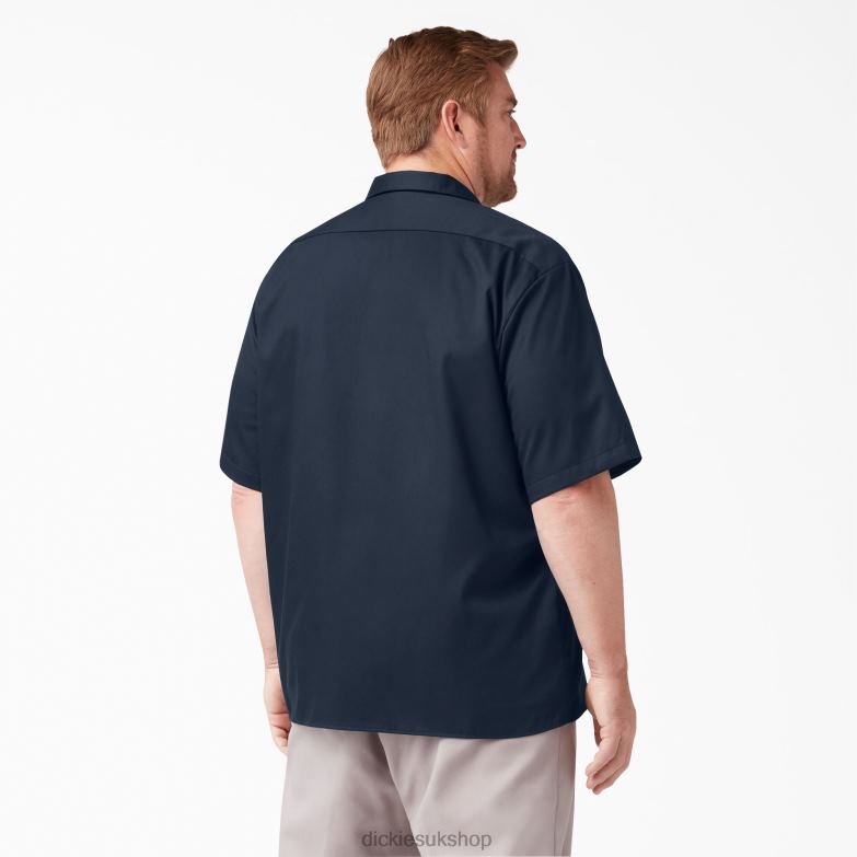 Relaxed Fit Short Sleeve Work Shirt Men Dickies Dark Navy (DN) 88T84598 Work Apparel