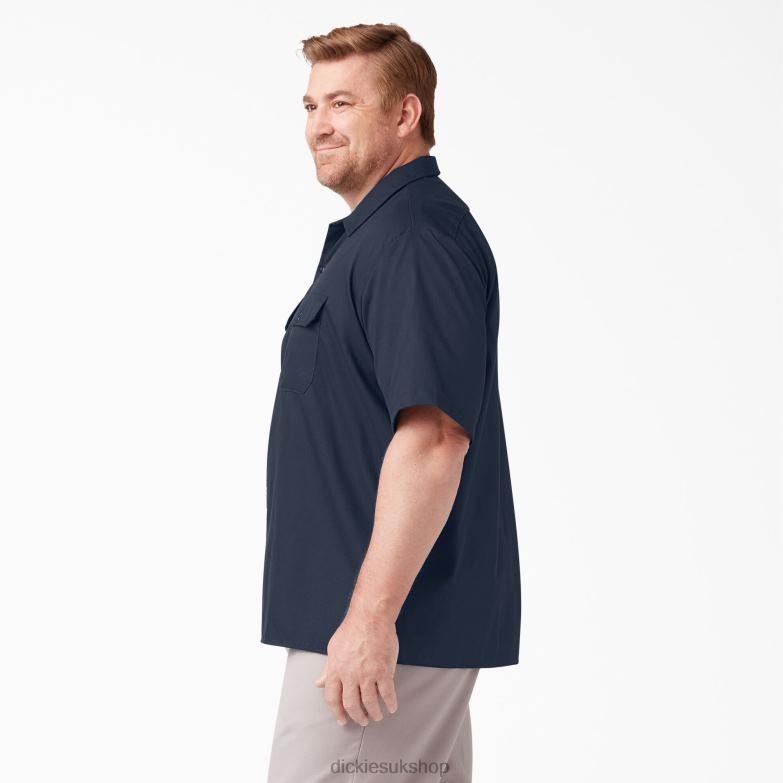 Relaxed Fit Short Sleeve Work Shirt Men Dickies Dark Navy (DN) 88T84598 Work Apparel