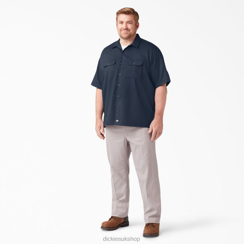 Relaxed Fit Short Sleeve Work Shirt Men Dickies Dark Navy (DN) 88T84598 Work Apparel