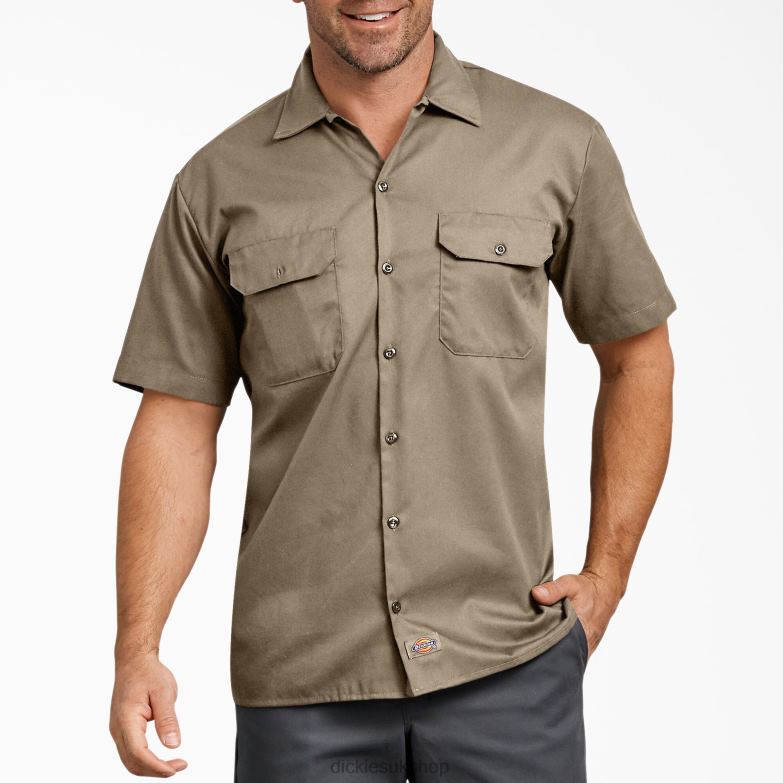 Relaxed Fit Short Sleeve Work Shirt Men Dickies Desert Sand (DS) 88T84599 Work Apparel