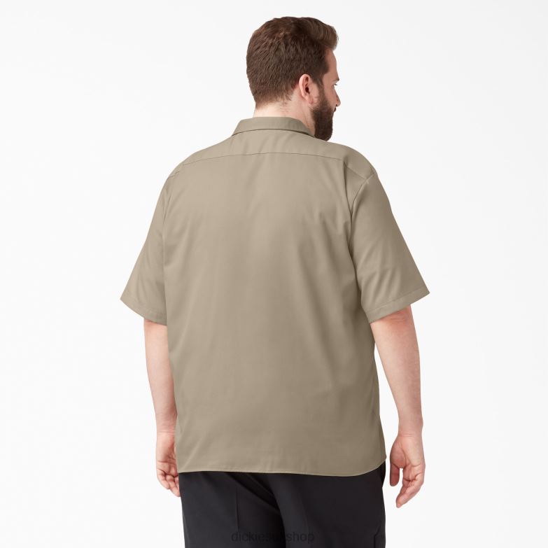 Relaxed Fit Short Sleeve Work Shirt Men Dickies Desert Sand (DS) 88T84599 Work Apparel