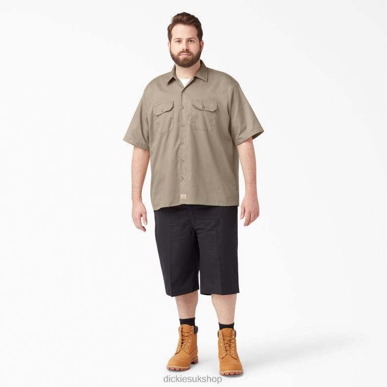 Relaxed Fit Short Sleeve Work Shirt Men Dickies Desert Sand (DS) 88T84599 Work Apparel