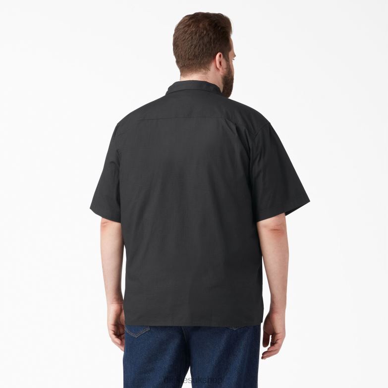 Short Sleeve Ripstop Work Shirt Men Dickies Rinsed Black (RBK) 88T84644 Work Apparel