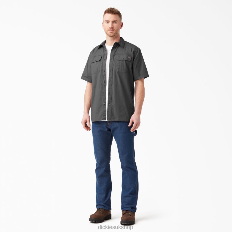 Short Sleeve Ripstop Work Shirt Men Dickies Rinsed Slate (RSL) 88T84647 Work Apparel