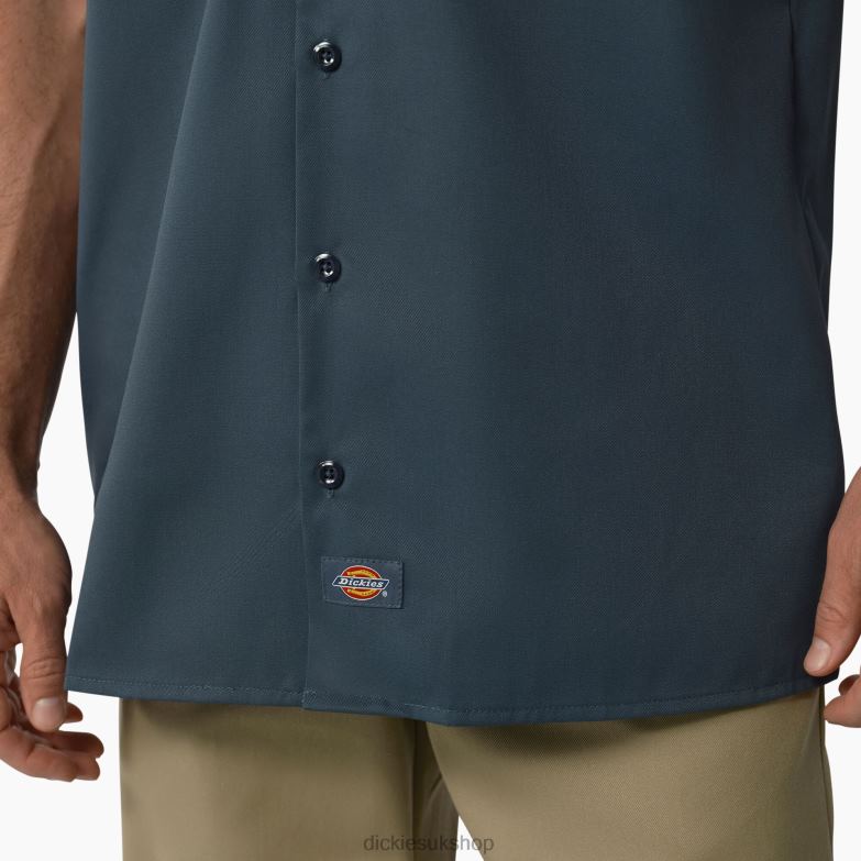 Short Sleeve Work Shirt Men Dickies Airforce Blue (AF) 88T84485 Work Apparel