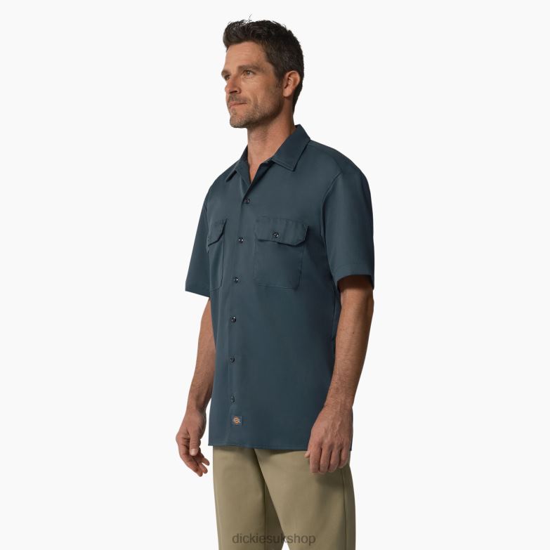 Short Sleeve Work Shirt Men Dickies Airforce Blue (AF) 88T84485 Work Apparel