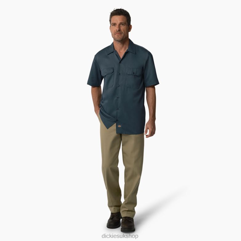 Short Sleeve Work Shirt Men Dickies Airforce Blue (AF) 88T84485 Work Apparel
