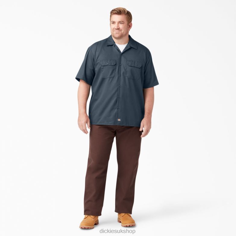 Short Sleeve Work Shirt Men Dickies Airforce Blue (AF) 88T84485 Work Apparel