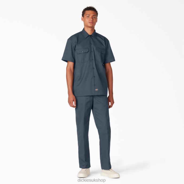 Short Sleeve Work Shirt Men Dickies Airforce Blue (AF) 88T84485 Work Apparel