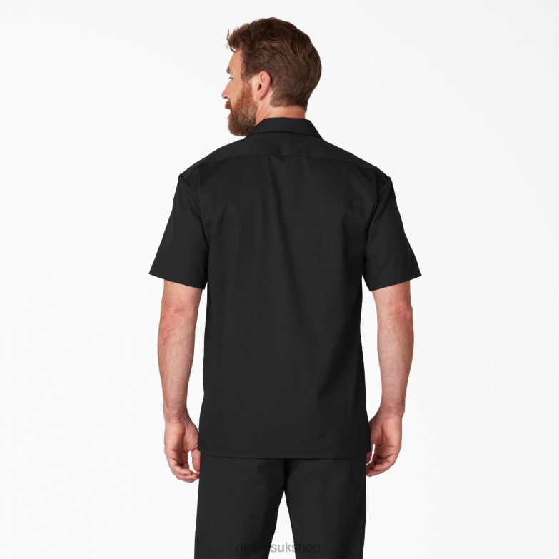 Short Sleeve Work Shirt Men Dickies Black (BK) 88T84486 Work Apparel