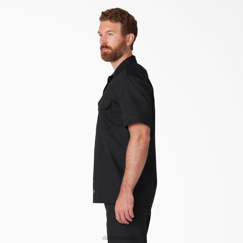 Short Sleeve Work Shirt Men Dickies Black (BK) 88T84486 Work Apparel