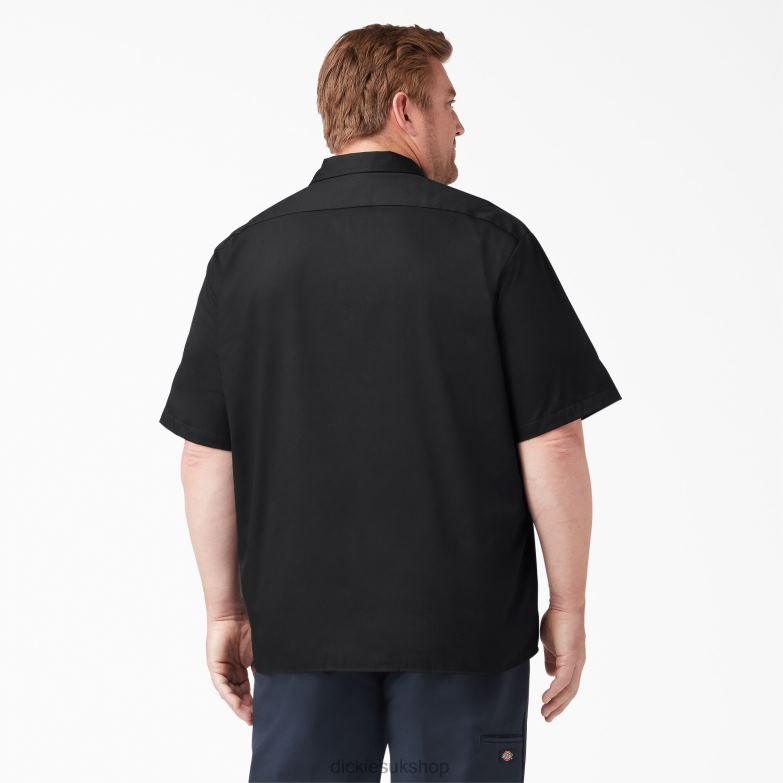 Short Sleeve Work Shirt Men Dickies Black (BK) 88T84486 Work Apparel