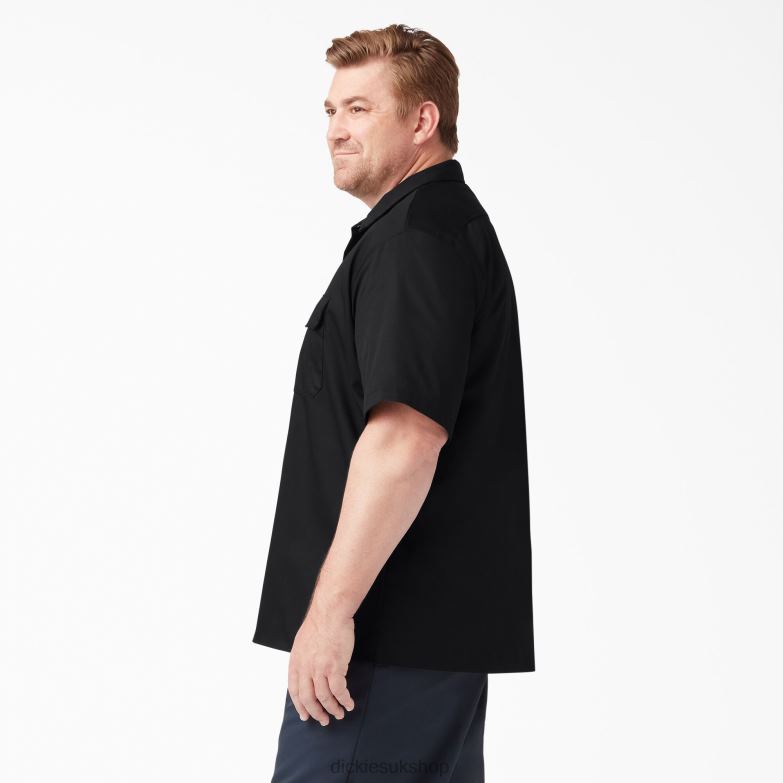 Short Sleeve Work Shirt Men Dickies Black (BK) 88T84486 Work Apparel