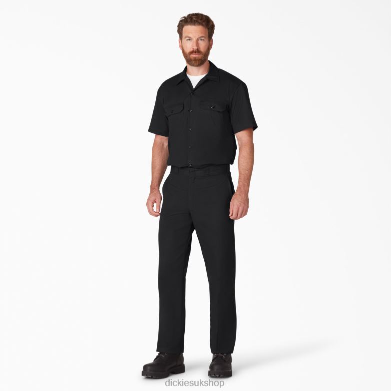 Short Sleeve Work Shirt Men Dickies Black (BK) 88T84486 Work Apparel