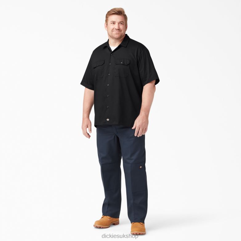 Short Sleeve Work Shirt Men Dickies Black (BK) 88T84486 Work Apparel