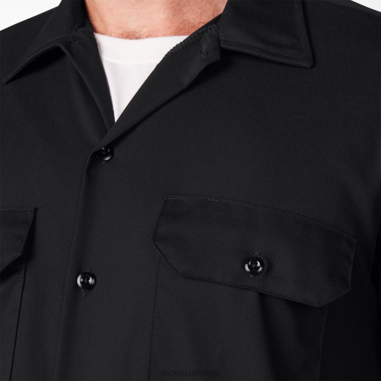 Short Sleeve Work Shirt Men Dickies Black (BK) 88T84486 Work Apparel