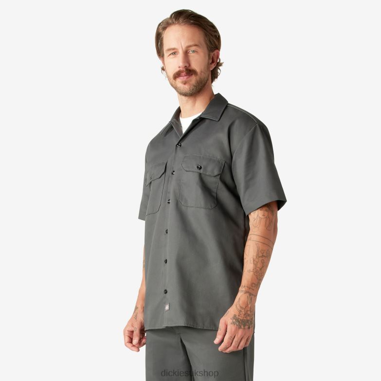 Short Sleeve Work Shirt Men Dickies Charcoal Gray (CH) 88T84487 Work Apparel