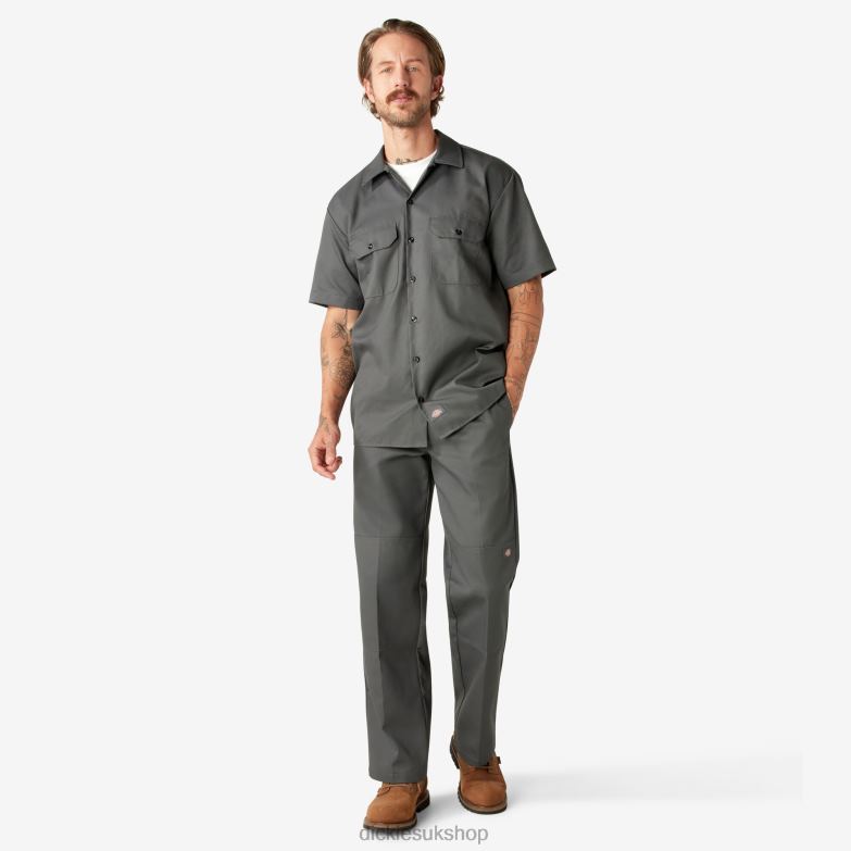 Short Sleeve Work Shirt Men Dickies Charcoal Gray (CH) 88T84487 Work Apparel