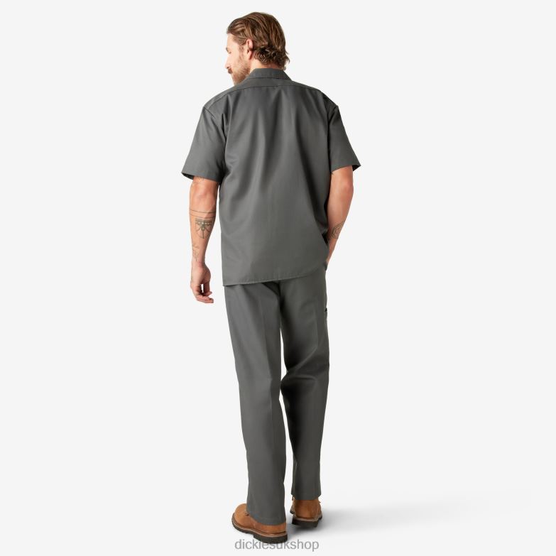 Short Sleeve Work Shirt Men Dickies Charcoal Gray (CH) 88T84487 Work Apparel