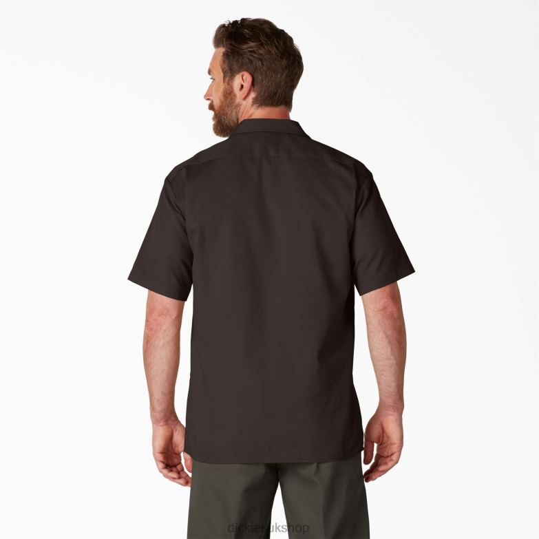 Short Sleeve Work Shirt Men Dickies Dark Brown (DB) 88T84488 Work Apparel