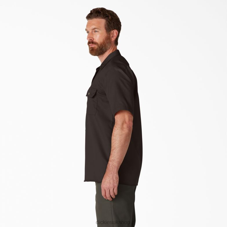 Short Sleeve Work Shirt Men Dickies Dark Brown (DB) 88T84488 Work Apparel