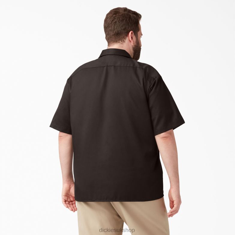 Short Sleeve Work Shirt Men Dickies Dark Brown (DB) 88T84488 Work Apparel
