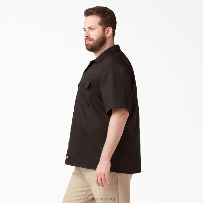 Short Sleeve Work Shirt Men Dickies Dark Brown (DB) 88T84488 Work Apparel