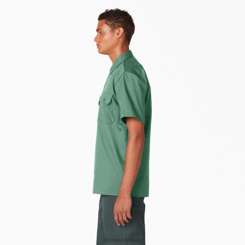 Short Sleeve Work Shirt Men Dickies Dark Ivy (D2I) 88T84491 Work Apparel