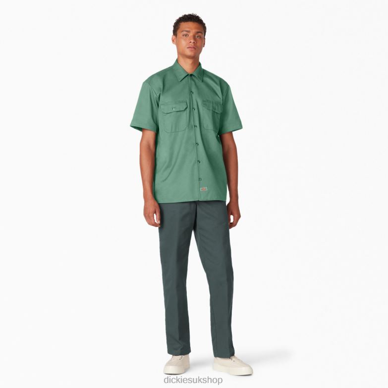 Short Sleeve Work Shirt Men Dickies Dark Ivy (D2I) 88T84491 Work Apparel