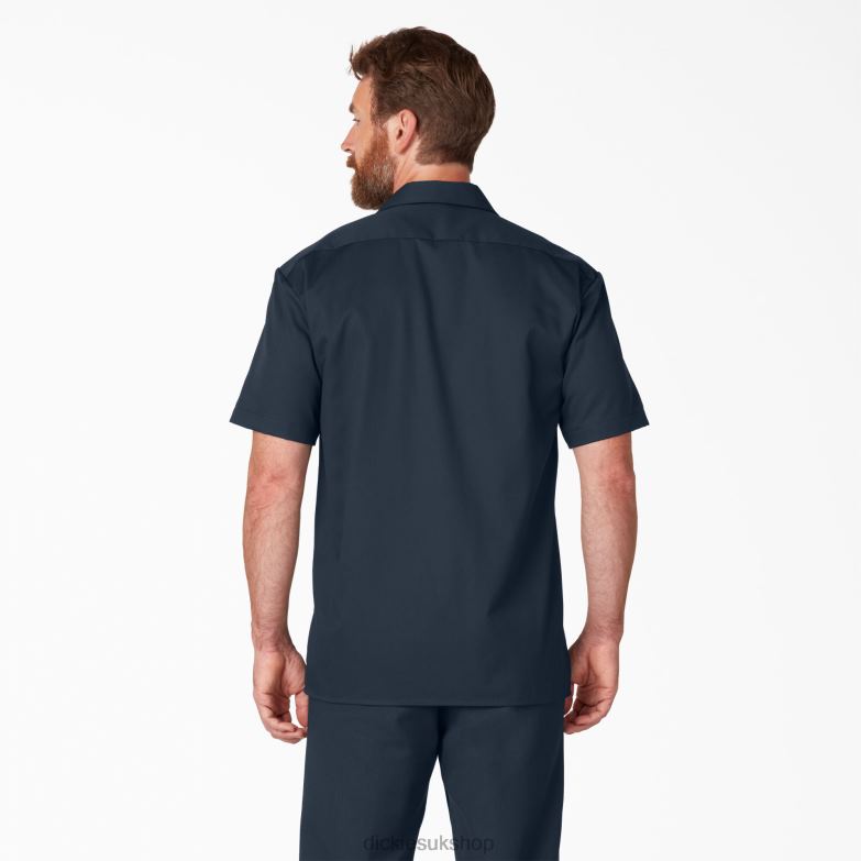 Short Sleeve Work Shirt Men Dickies Dark Navy (DN) 88T84489 Work Apparel