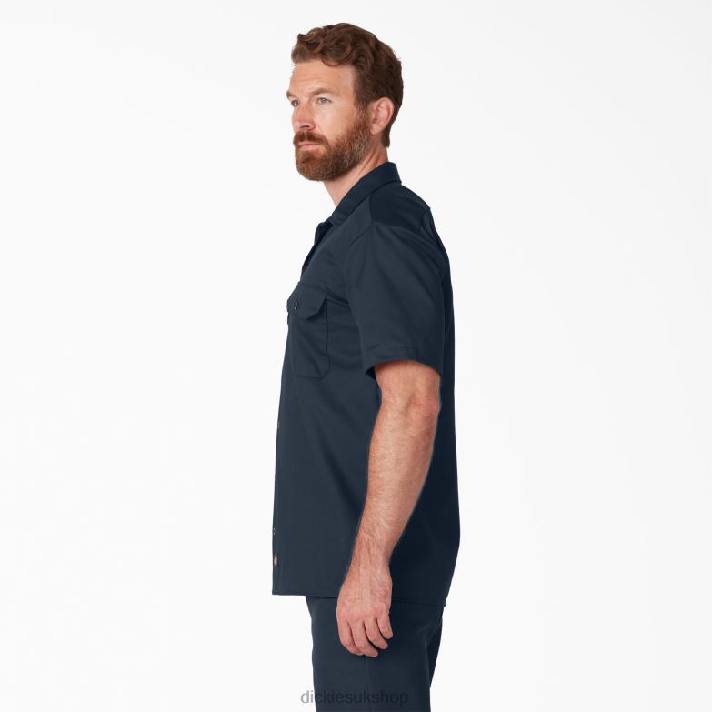 Short Sleeve Work Shirt Men Dickies Dark Navy (DN) 88T84489 Work Apparel