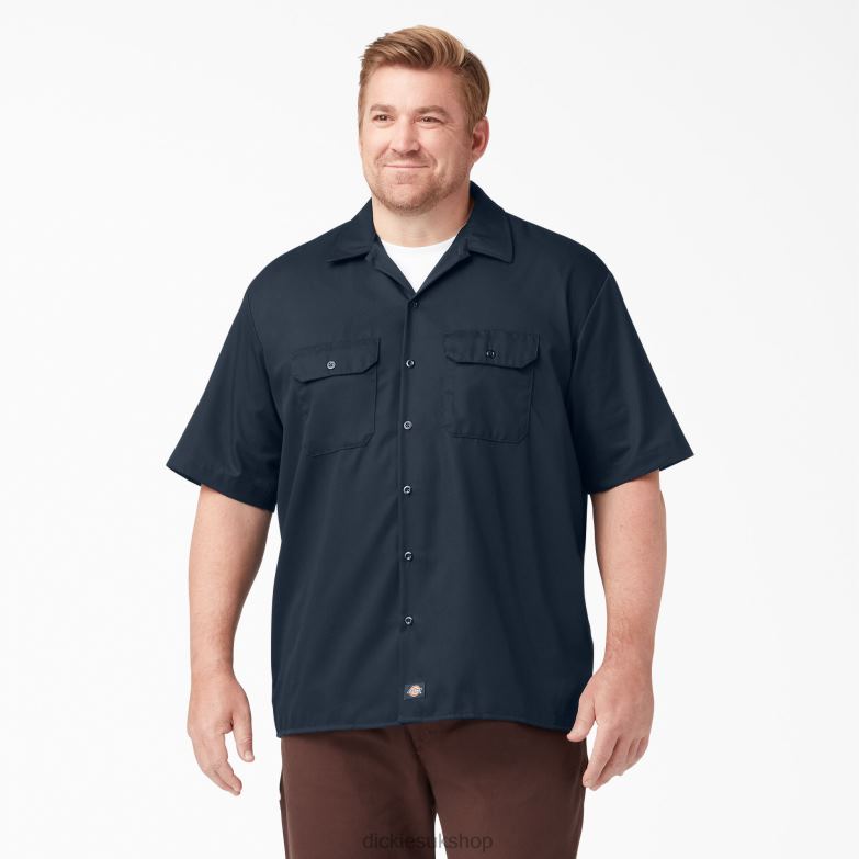 Short Sleeve Work Shirt Men Dickies Dark Navy (DN) 88T84489 Work Apparel
