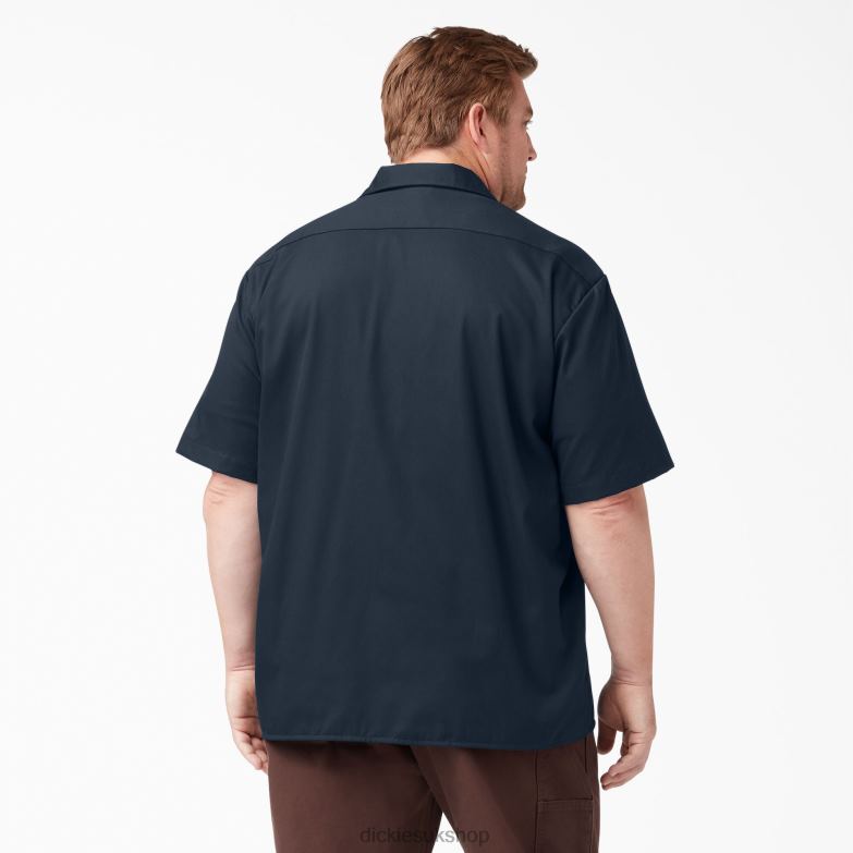 Short Sleeve Work Shirt Men Dickies Dark Navy (DN) 88T84489 Work Apparel