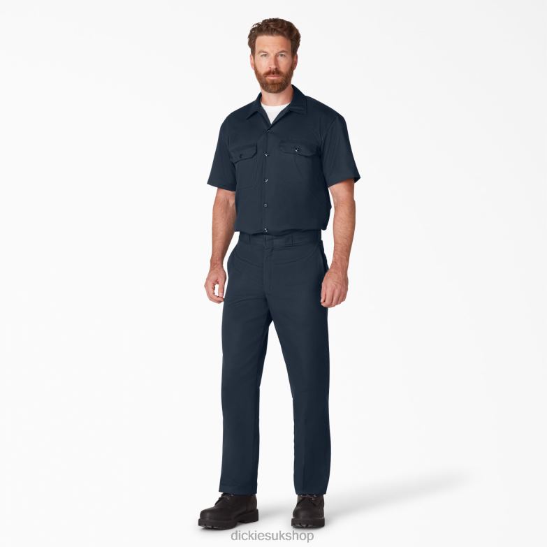 Short Sleeve Work Shirt Men Dickies Dark Navy (DN) 88T84489 Work Apparel