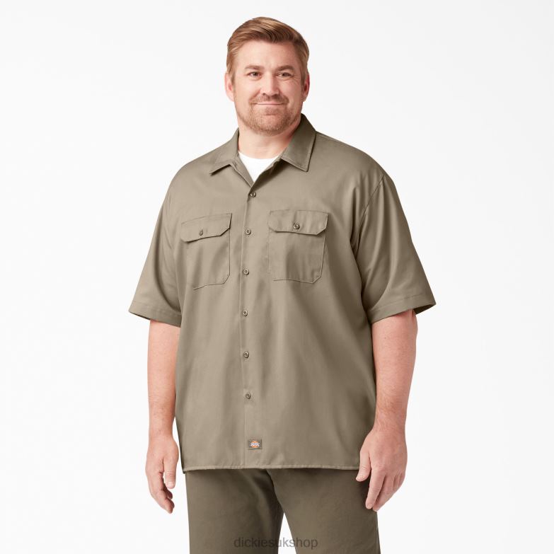 Short Sleeve Work Shirt Men Dickies Desert Sand (DS) 88T84490 Work Apparel