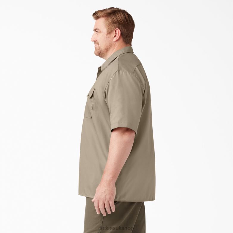 Short Sleeve Work Shirt Men Dickies Desert Sand (DS) 88T84490 Work Apparel