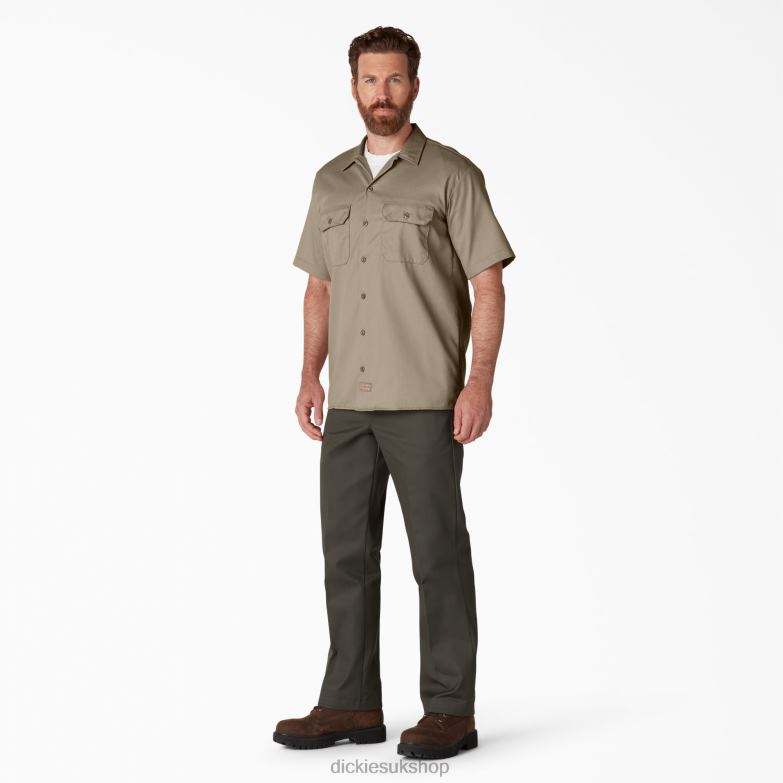 Short Sleeve Work Shirt Men Dickies Desert Sand (DS) 88T84490 Work Apparel