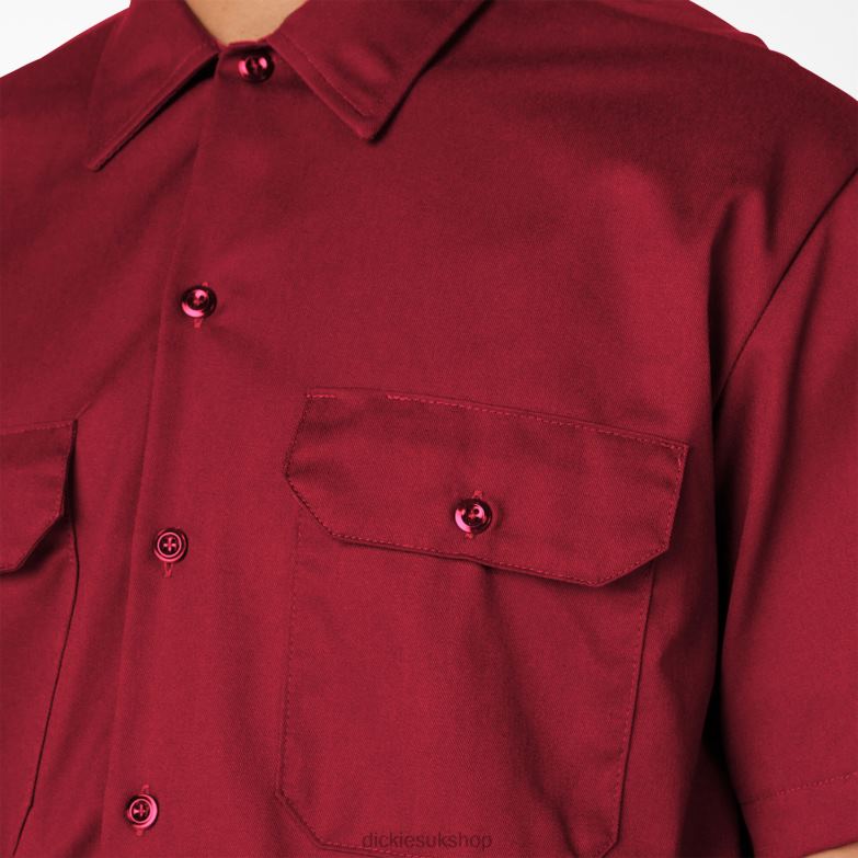 Short Sleeve Work Shirt Men Dickies English Red (ER) 88T84492 Work Apparel