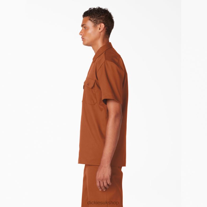 Short Sleeve Work Shirt Men Dickies Gingerbread Brown (IE) 88T84494 Work Apparel
