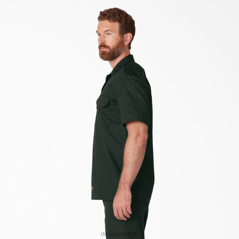 Short Sleeve Work Shirt Men Dickies Hunter Green (GH) 88T84493 Work Apparel