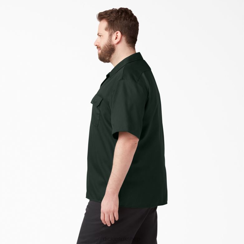 Short Sleeve Work Shirt Men Dickies Hunter Green (GH) 88T84493 Work Apparel